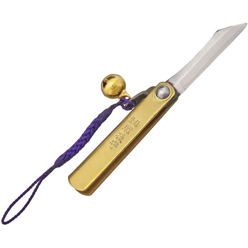 Navaja plegable HIGONOKAMI con hoja SK5 y cascabel de latón, palanca chikiri