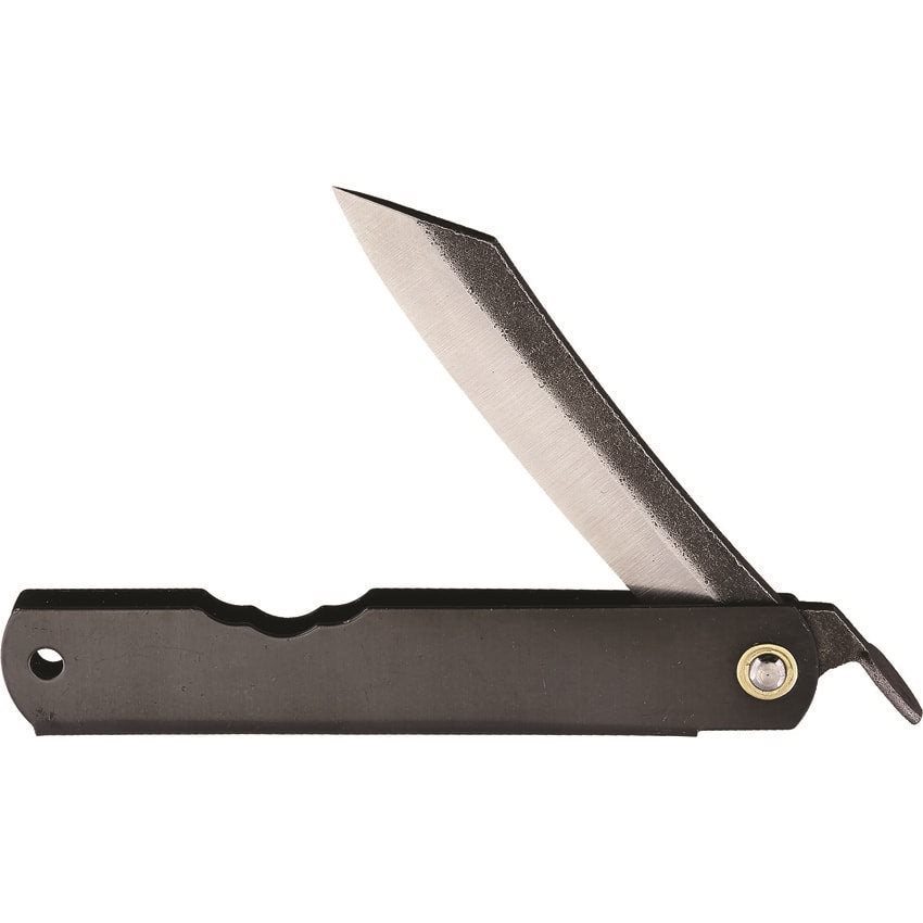 Navaja plegable NO.4 SK5 negra con hoja de acero al carbono y mango de acero inoxidable, diseño japonés