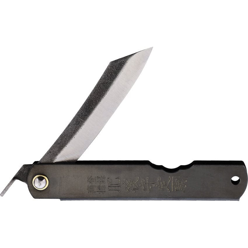 Navaja plegable NO.4 SK5 negra con hoja de acero al carbono y mango de acero inoxidable, diseño japonés