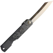 Navaja plegable NO.3 Aogami con hoja en acero Aogami y mango negro/gris