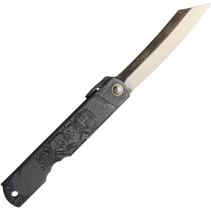 Navaja plegable NO.3 Aogami con hoja en acero Aogami y mango negro/gris