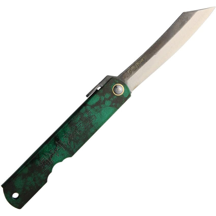 Navaja plegable BLUE PAPER STEEL NEFRIT con hoja Aogami y mango de hierro