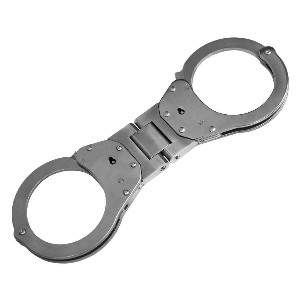 Esposas articuladas policiales de acero inoxidable con bisagra limitada a 180° y doble bloqueo