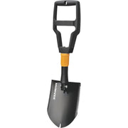 Pala plegable negra con sierra y extractor de clavos, acero al carbono 1050 (CK50)