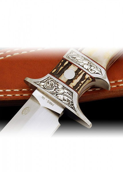 Cuchillo de caza Ranger Bowie con hoja de punta caída y mango de asta de ciervo HANWEI HN-KH2502 - Espadas y Más