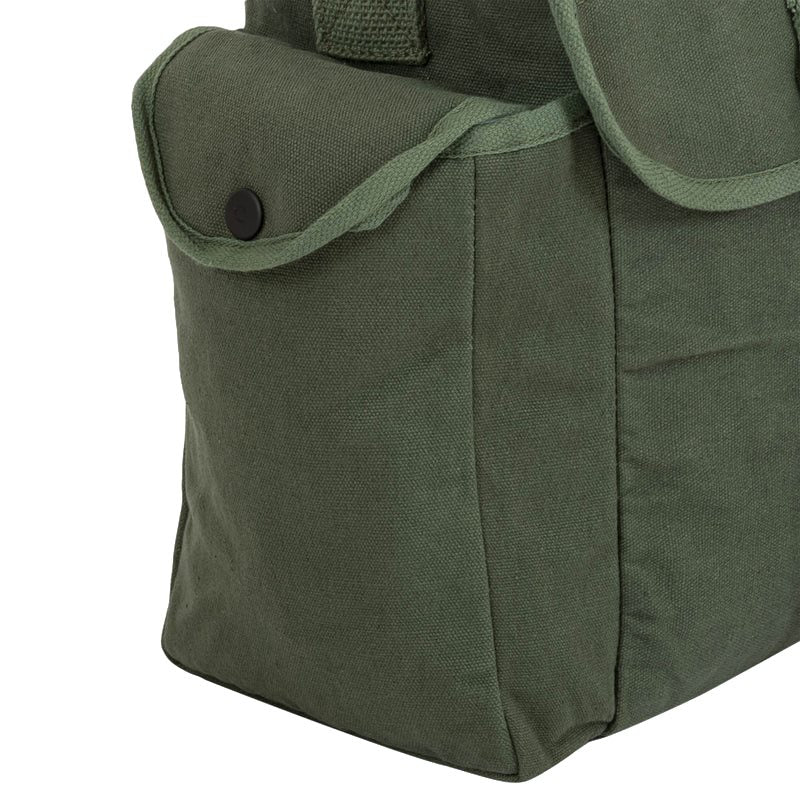 Bandolera de lona negra Heavy Duty con correa ancha ajustable y bolsillos laterales