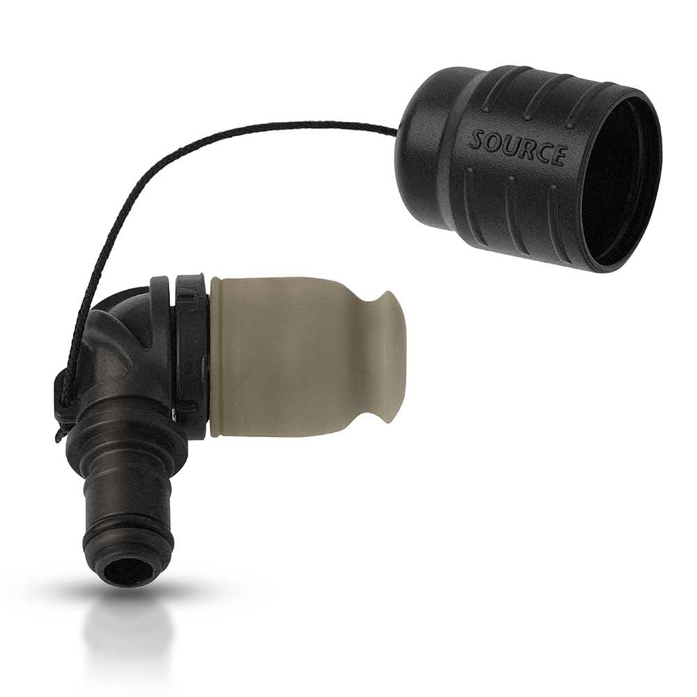 Boquilla de repuesto HELIX negra para bolsa de hidratación con tapa mordible y conector QMT