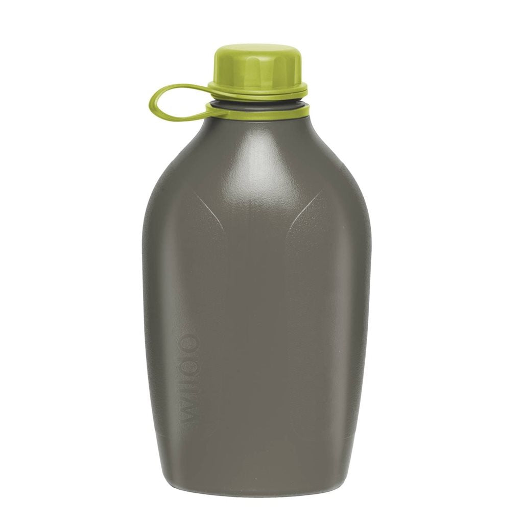 Botella de plástico EXPLORER 1 L con tapón color lima y mosquetón