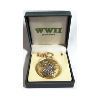 Reloj de bolsillo Iwo Jima WWII con cadena dorada en caja de regalo
