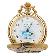 Reloj de bolsillo Iwo Jima WWII con cadena dorada en caja de regalo