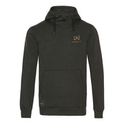 Sudadera con capucha WX URBAN verde con logo coyote y bolsillo canguro, 70% algodón 30% poliéster