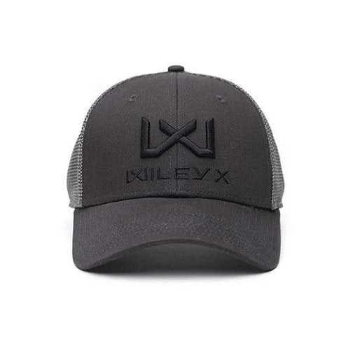 Gorra de béisbol Wiley X gris, frontal y visera de algodón, paneles traseros de malla de poliéster