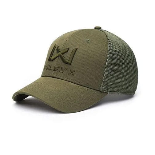 Gorra baseball WILEY X gris con visera, panel delantero de algodón, paneles traseros de malla y cierre ajustable