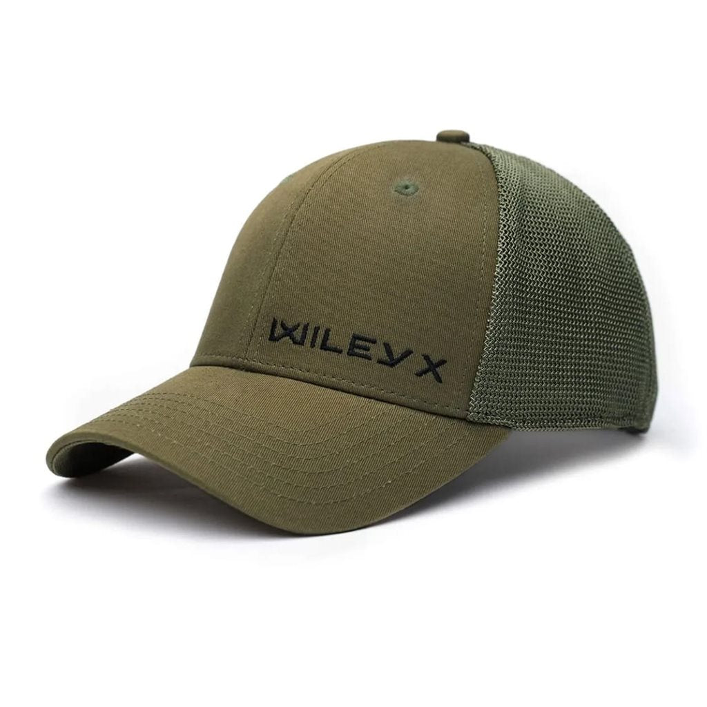Gorra baseball WILEY X gris con visera, panel delantero de algodón, paneles traseros de malla y cierre ajustable