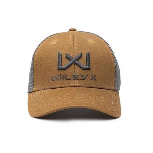 Gorra baseball WILEY X gris con visera, panel delantero de algodón, paneles traseros de malla y cierre ajustable
