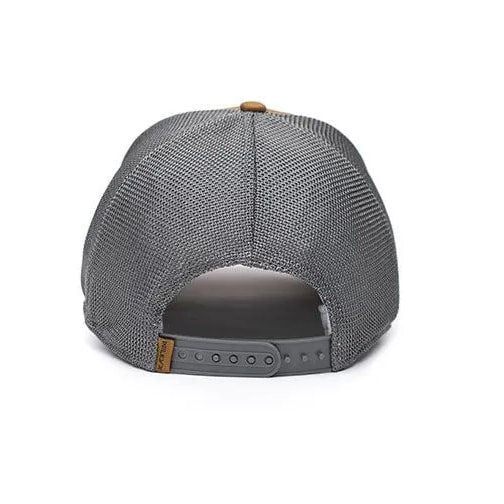 Gorra baseball WILEY X gris con visera, panel delantero de algodón, paneles traseros de malla y cierre ajustable