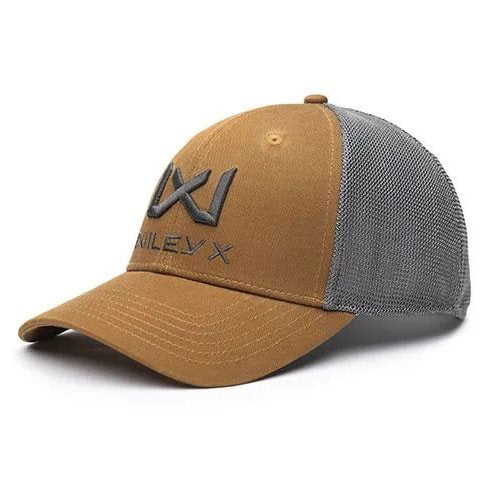 Gorra baseball WILEY X gris con visera, panel delantero de algodón, paneles traseros de malla y cierre ajustable