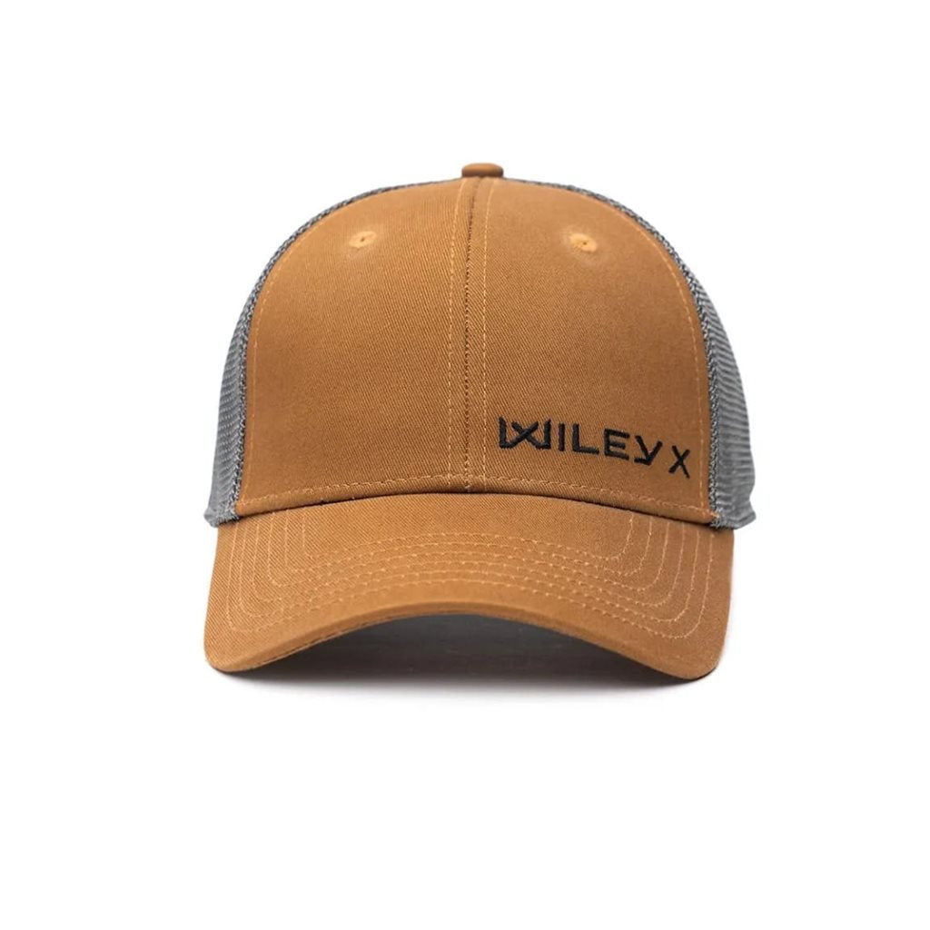 Gorra baseball WILEY X gris con visera, panel delantero de algodón, paneles traseros de malla y cierre ajustable