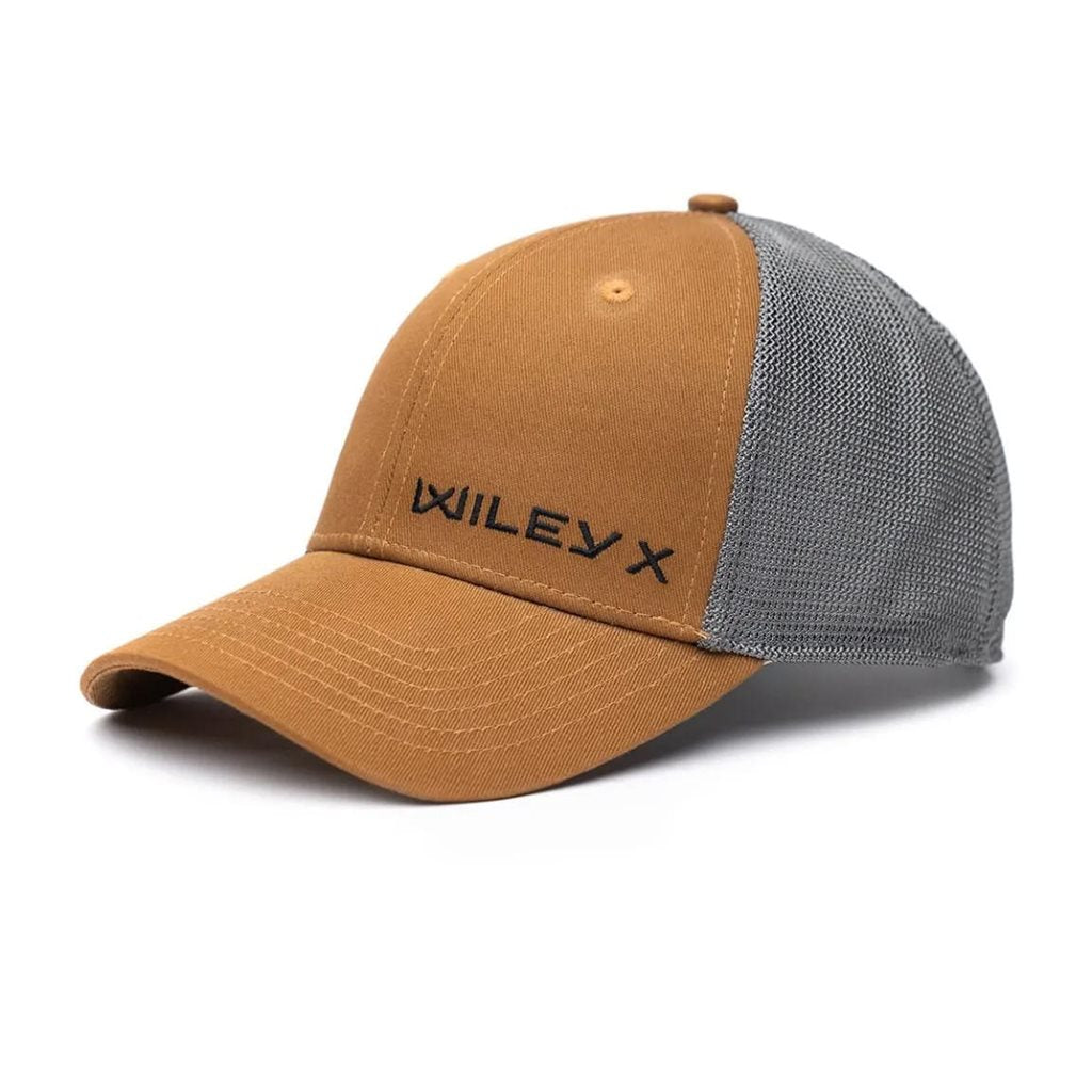 Gorra baseball WILEY X gris con visera, panel delantero de algodón, paneles traseros de malla y cierre ajustable