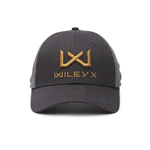 Gorra baseball WILEY X gris con visera, panel delantero de algodón, paneles traseros de malla y cierre ajustable
