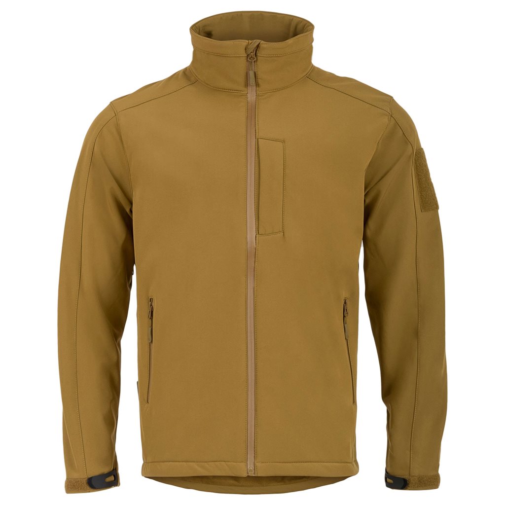 Chaqueta softshell ODIN color coyote con tres bolsillos y corte anatómico