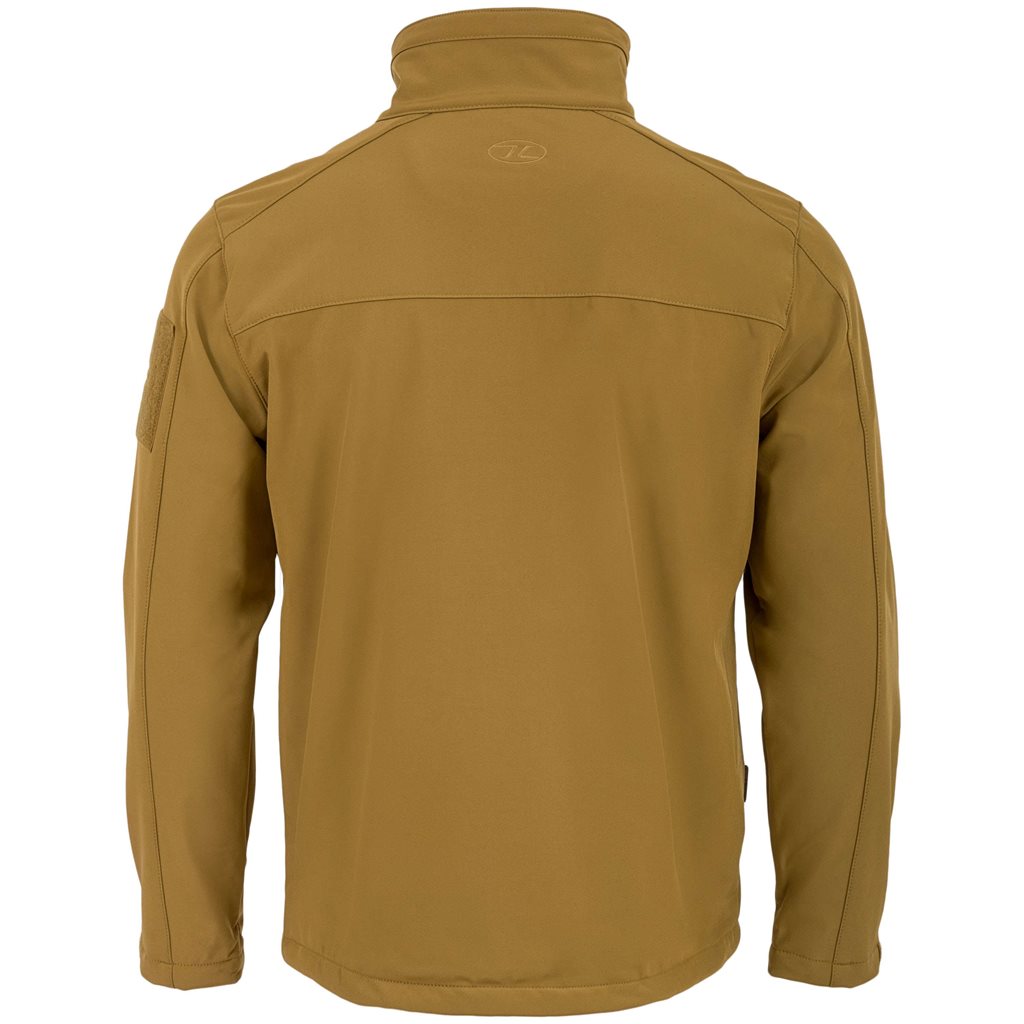 Chaqueta softshell ODIN color coyote con tres bolsillos y corte anatómico