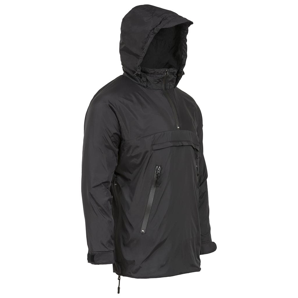 Anorak HAO negro, vista frontal en fondo blanco