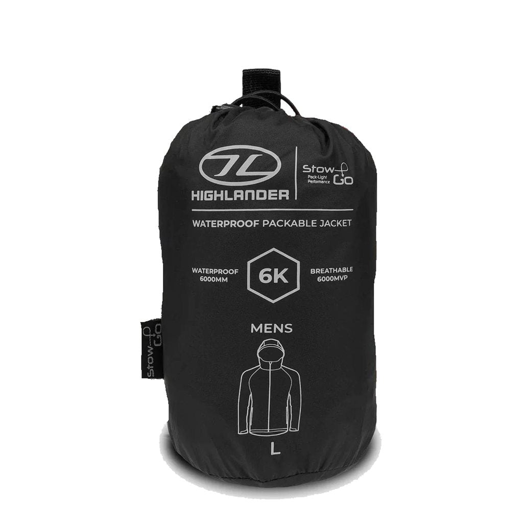 Chaqueta STOW & GO impermeable negra con capucha plegable