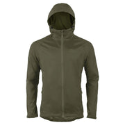 Chaqueta STOW & GO impermeable verde con capucha plegable, nylon resistente y costuras selladas
