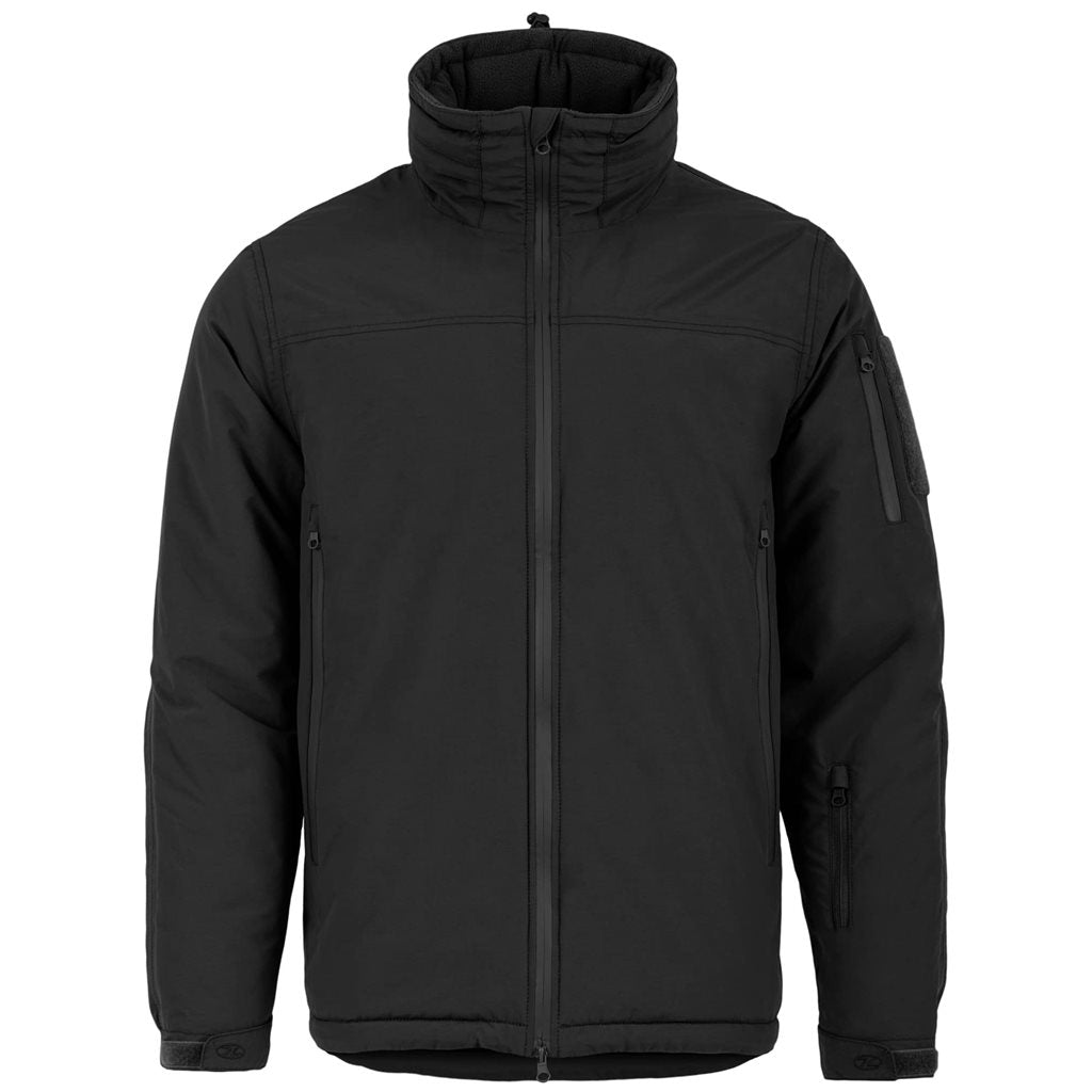 Chaqueta táctica Tryker negra con capucha guardada en el cuello