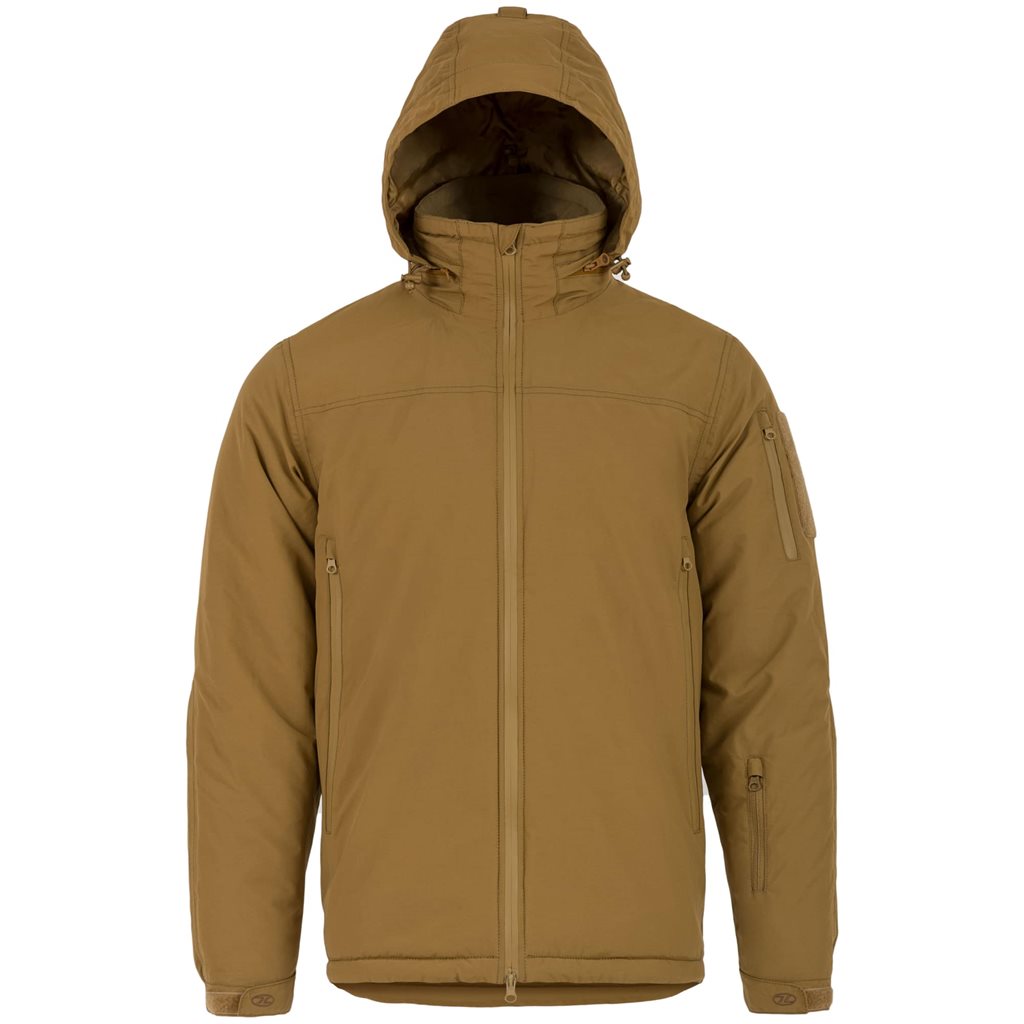 Chaqueta STRYKER COYOTE TAN táctica con capucha guardada en cuello y cinco bolsillos