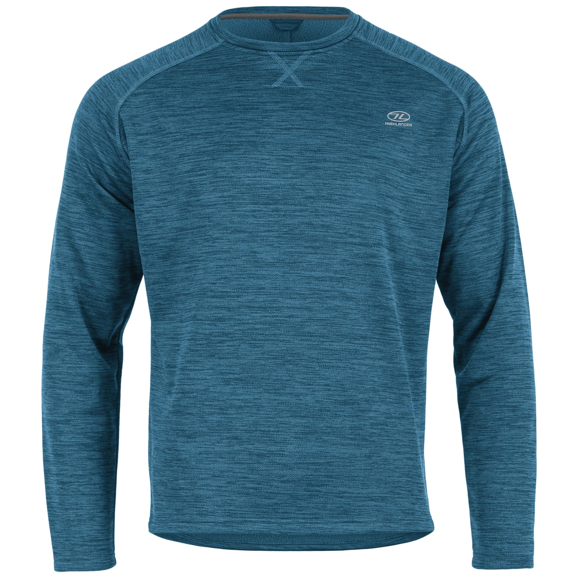 Suéter CREW NECK Highlander azul, exterior de poliéster e interior de forro polar cardado