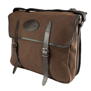 Bolso bandolera CANVAS marrón con dos hebillas de cuero, estilo inglés de caza