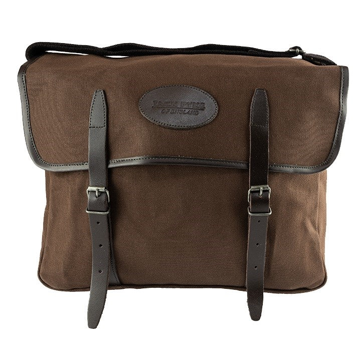 Bolso bandolera CANVAS marrón con dos hebillas de cuero, estilo inglés de caza