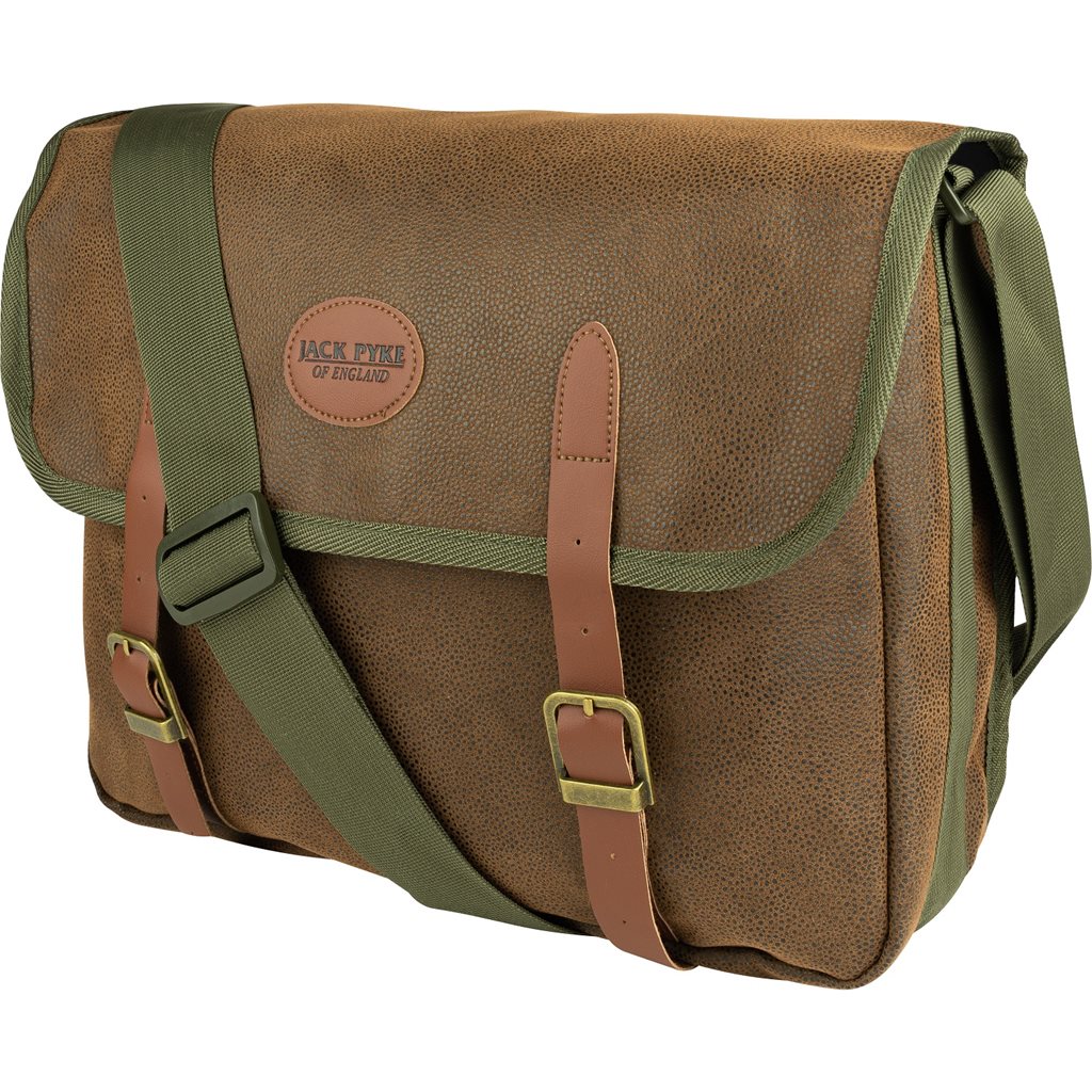 Bolsa CARTRIDGE Jack Pyke estilo inglés, dos hebillas duotex y detalles en cuero