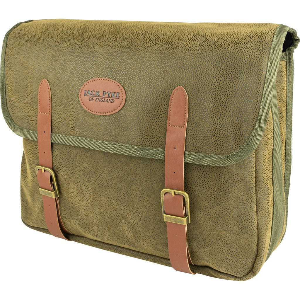 Bolsa bandolera de caza CARTRIDGE verde con refuerzos de cuero, material DOUTEX resistente
