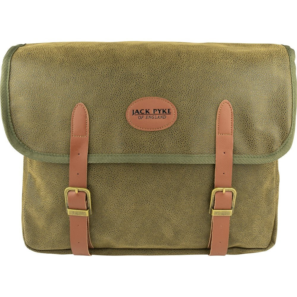 Bolsa bandolera de caza CARTRIDGE verde con refuerzos de cuero, material DOUTEX resistente