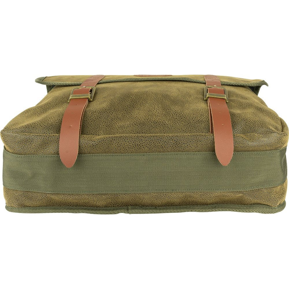 Bolsa bandolera de caza CARTRIDGE verde con refuerzos de cuero, material DOUTEX resistente
