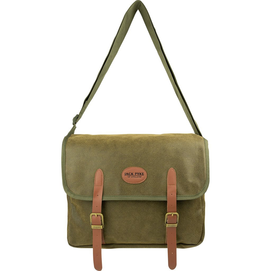 Bolsa bandolera de caza CARTRIDGE verde con refuerzos de cuero, material DOUTEX resistente