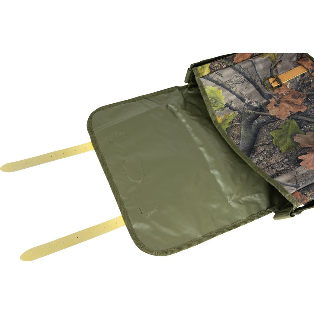 Bolsa bandolera Jack Pyke CARTRIDGE camuflaje forestal 38x29x10 cm, detalles en cuero