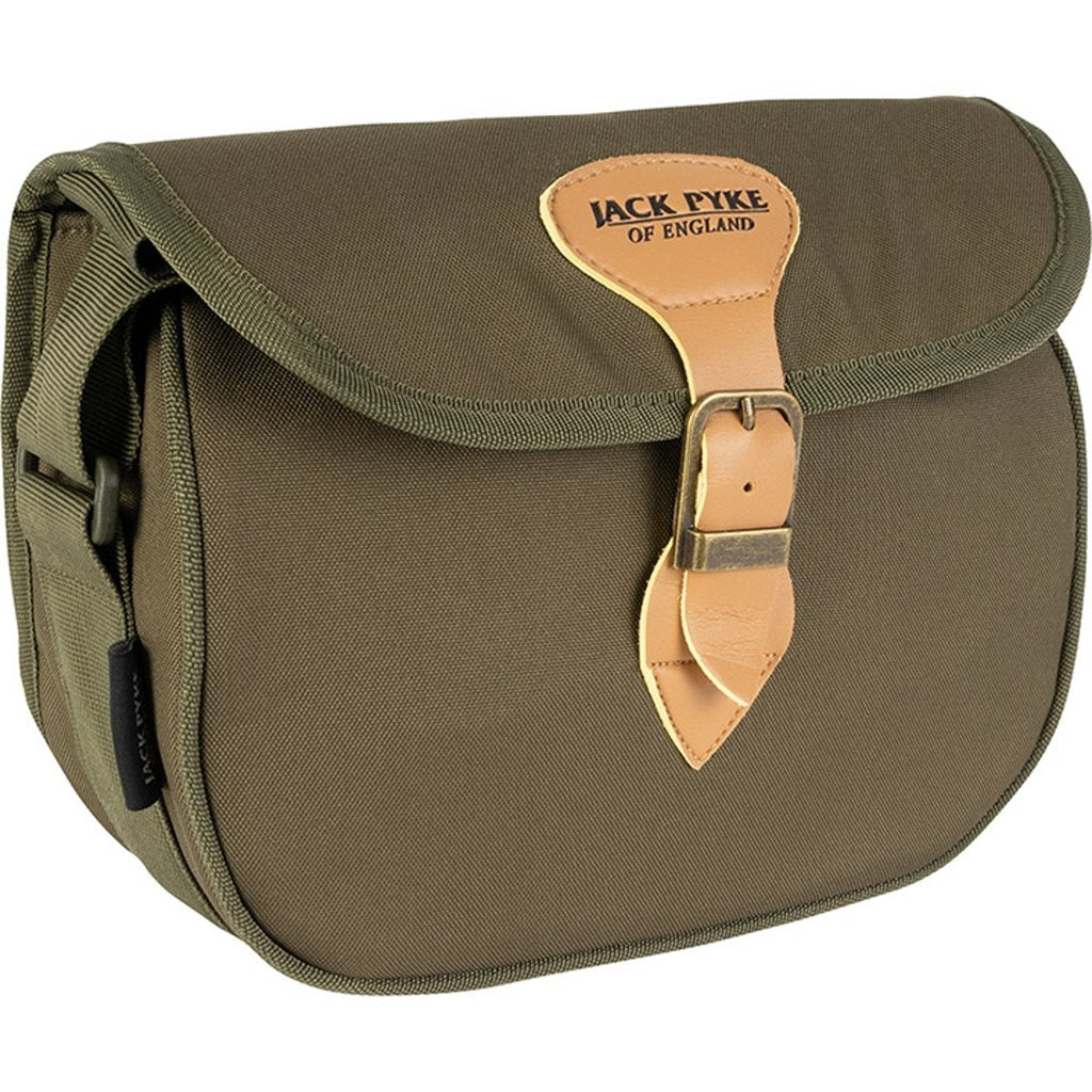 Bolsa de caza SPEEDLOADER verde con ojales para cartuchos y hebilla de cuero