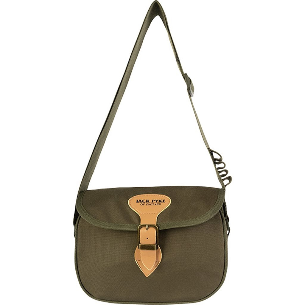 Bolsa de caza SPEEDLOADER verde con ojales para cartuchos y hebilla de cuero