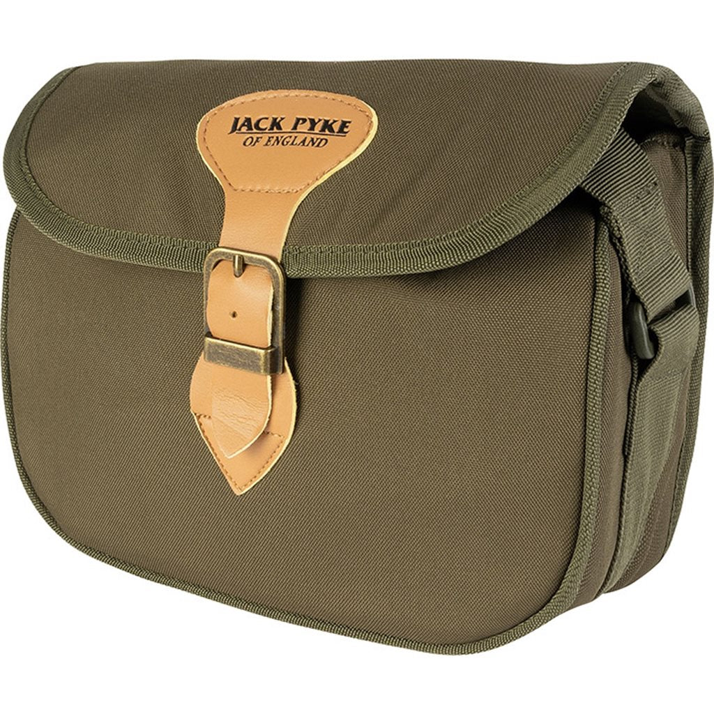 Bolsa de caza SPEEDLOADER verde con ojales para cartuchos y hebilla de cuero
