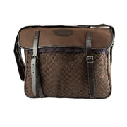 Bolsa de caza GAME de lona marrón con detalles de cuero