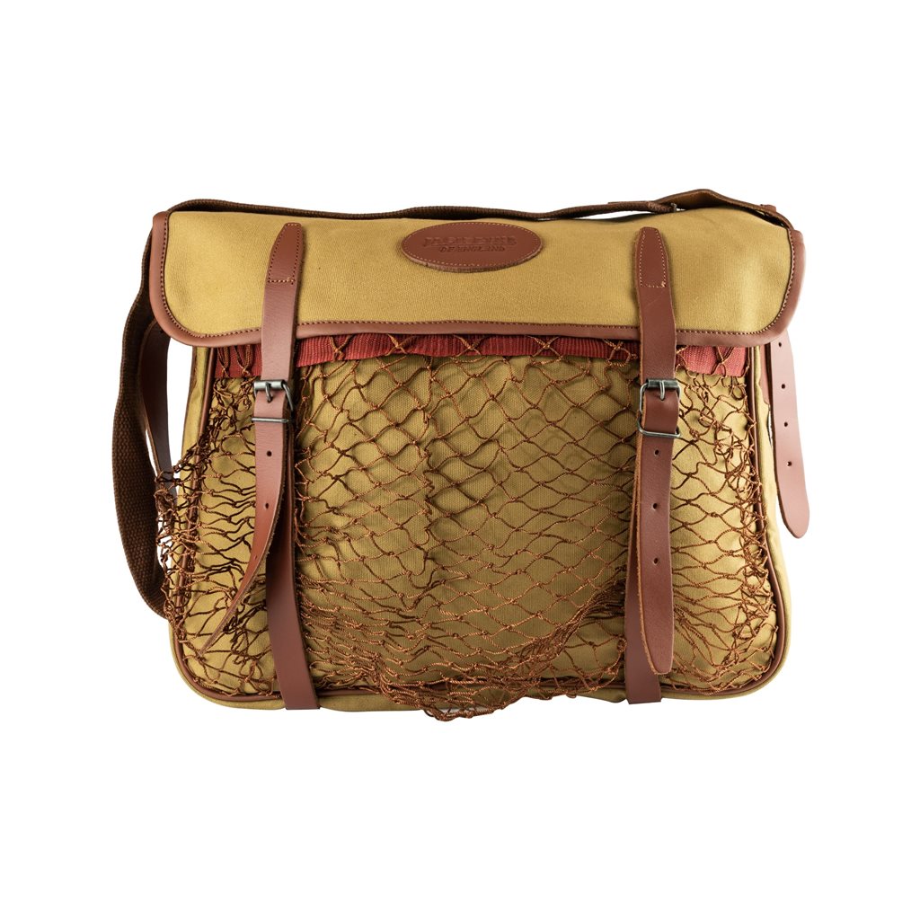 Bolsa de caza GAME de lona marrón con detalles de cuero