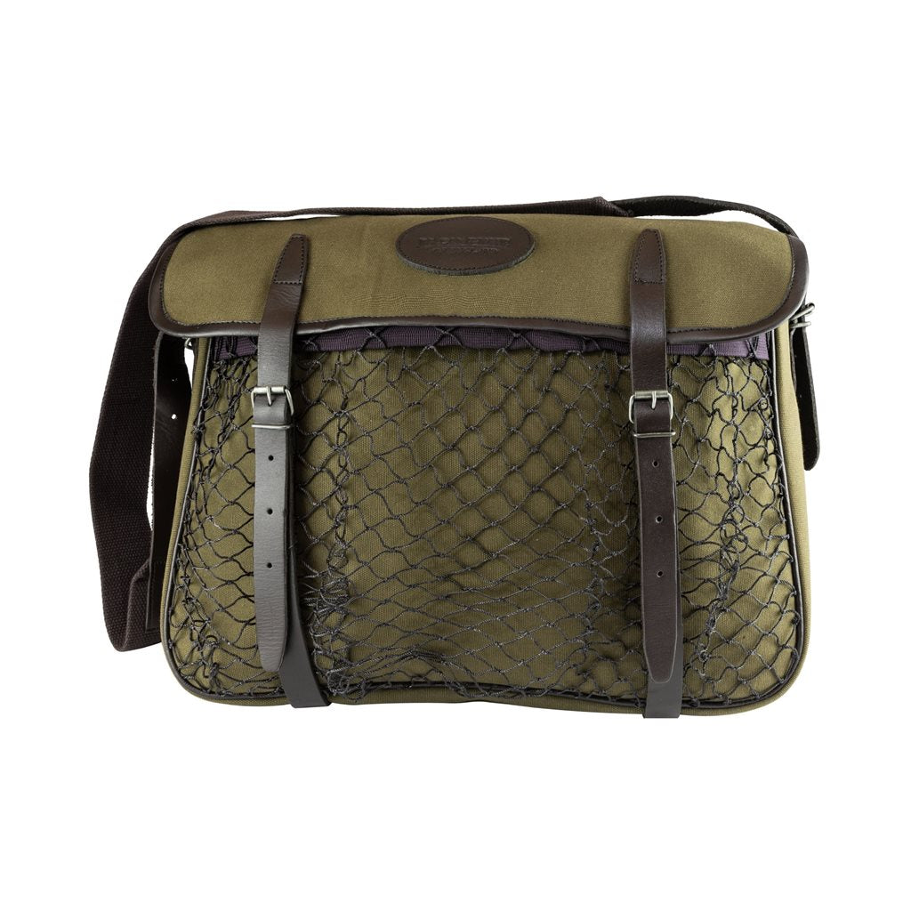 Bolsa de caza GAME de lona marrón con detalles de cuero