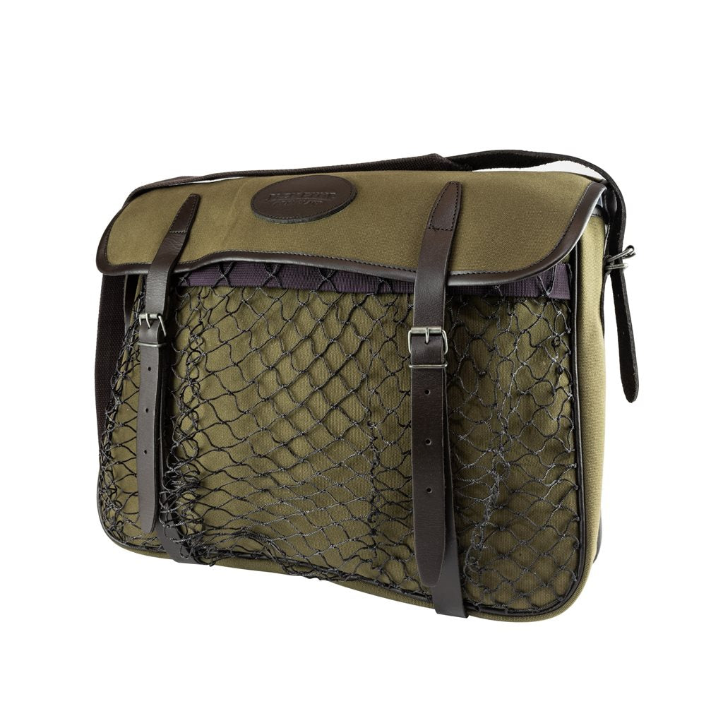 Bolsa de caza GAME de lona marrón con detalles de cuero