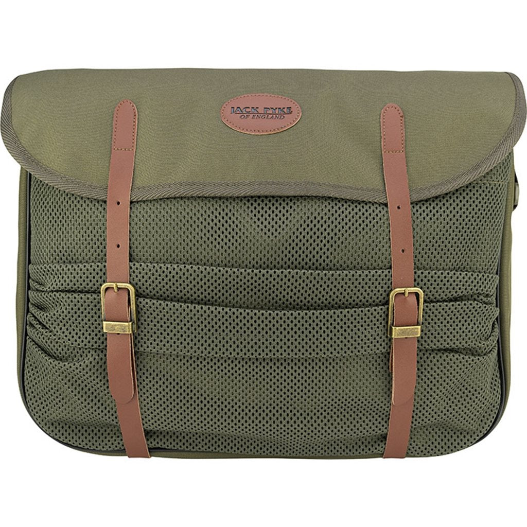 Bandolera de caza GAME verde con red y detalles en cuero, Jack Pyke