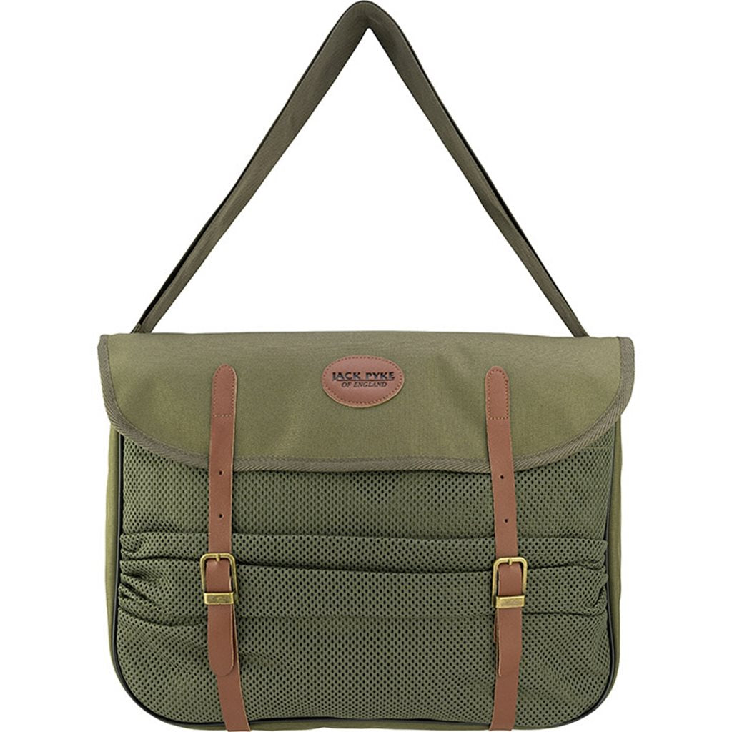 Bandolera de caza GAME verde con red y detalles en cuero, Jack Pyke