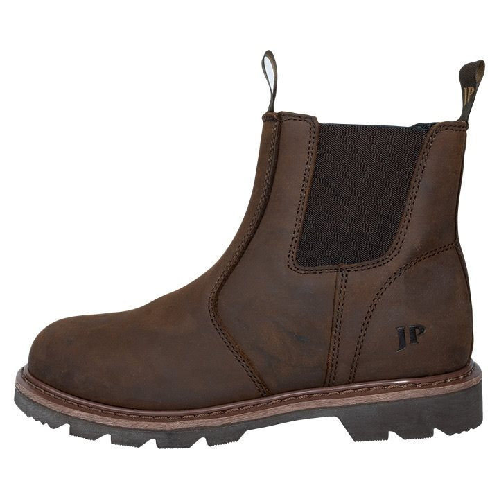Botas SHIRES DEALER de cuero marrón con paneles laterales elásticos y suela resistente a aceites
